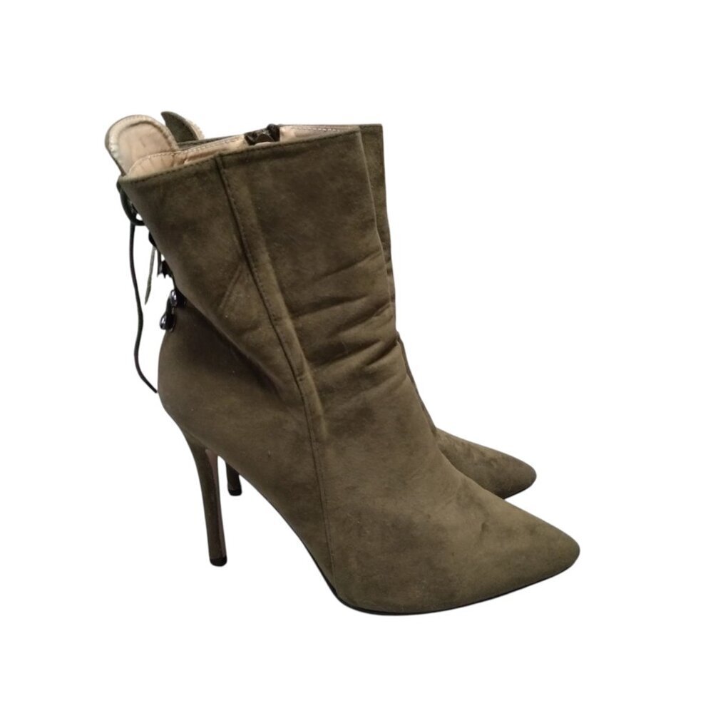 Chase & Chloe Women's Size 10 Green Stiletto Heel Boots Side Zip Lace Up Accent - Picture 6 of 7